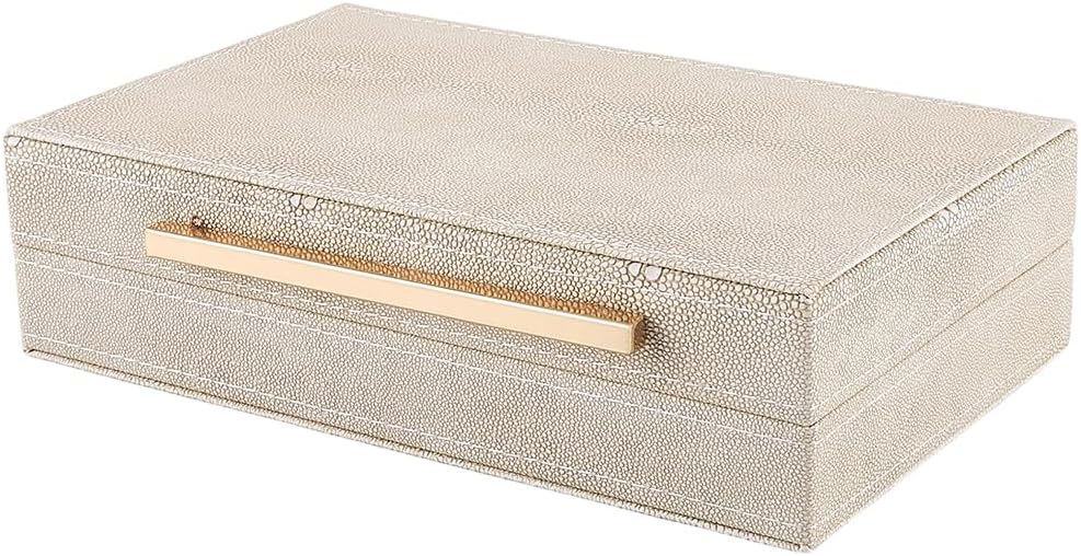 Shagreen Decorative Storage Box with Lid – Elegant Desk & Home Organizer