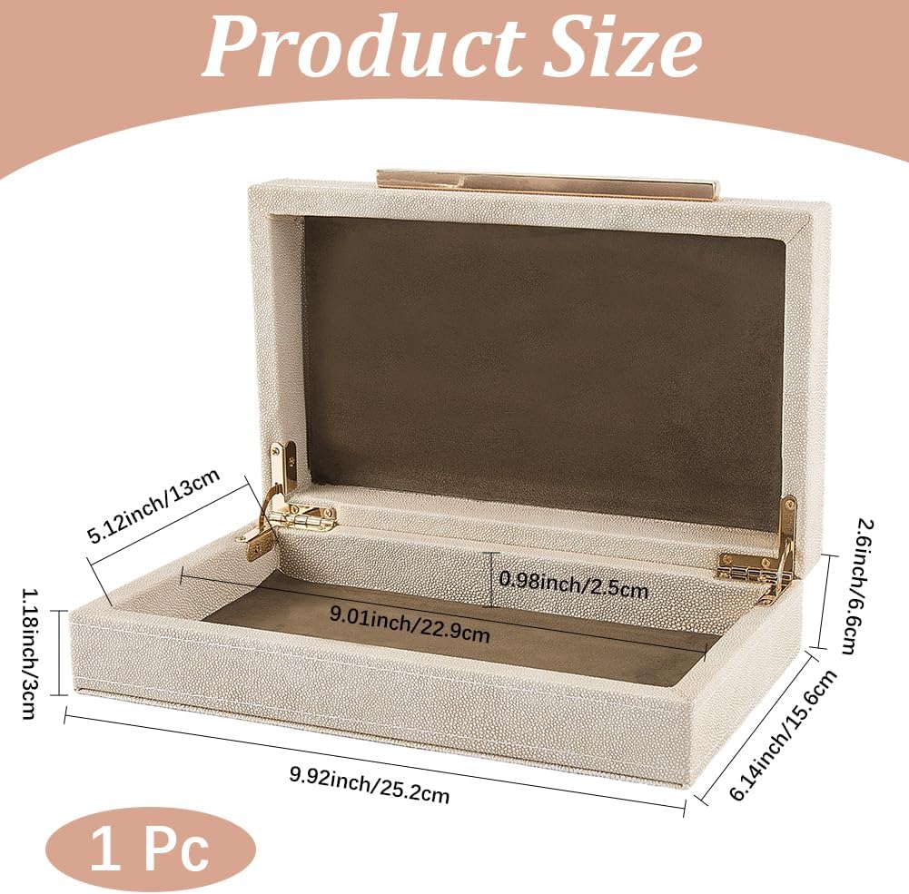 Shagreen Decorative Storage Box with Lid – Elegant Desk & Home Organizer