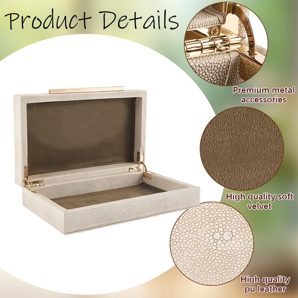 Shagreen Decorative Storage Box with Lid – Elegant Desk & Home Organizer