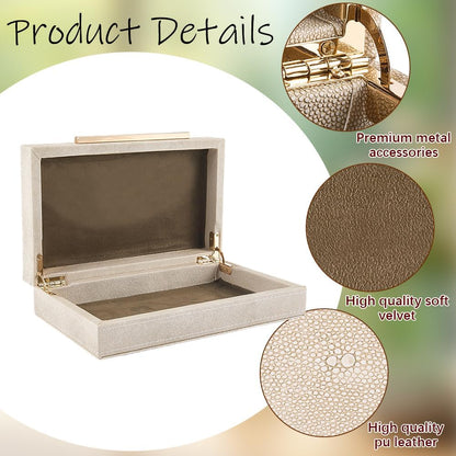Shagreen Decorative Storage Box with Lid – Elegant Desk & Home Organizer