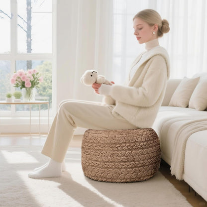 Round Pouf Ottoman – Soft Floor Seating & Footrest for Living Room Bedroom