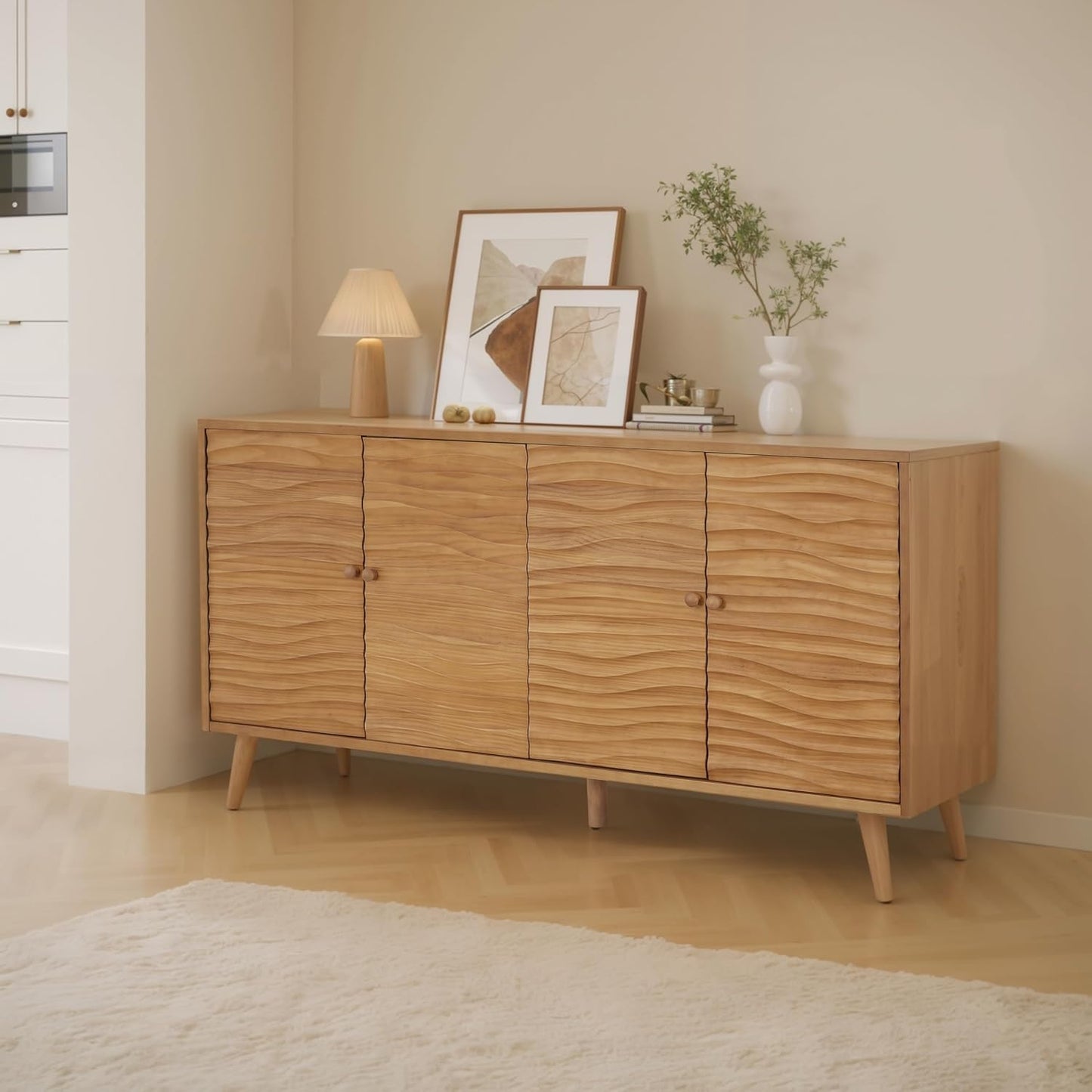 Modern Sideboard Storage Cabinet 🏡✨ | Minimalist Buffet Table with Adjustable Shelves for Home & Dining Room