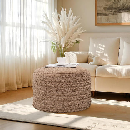 Round Pouf Ottoman – Soft Floor Seating & Footrest for Living Room Bedroom