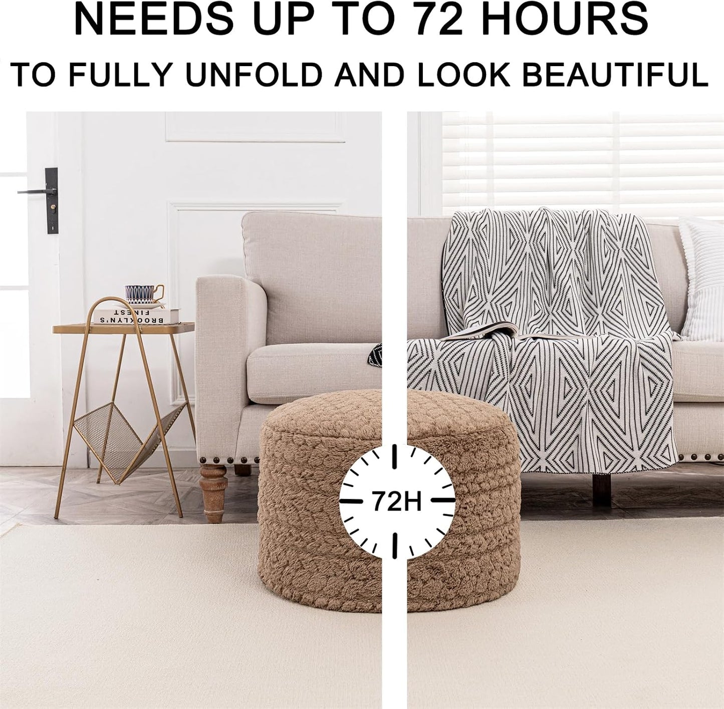 Round Pouf Ottoman – Soft Floor Seating & Footrest for Living Room Bedroom